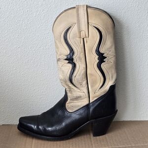 FRYE Cowboy Western Boots Lizard Iguana Black Women's 10